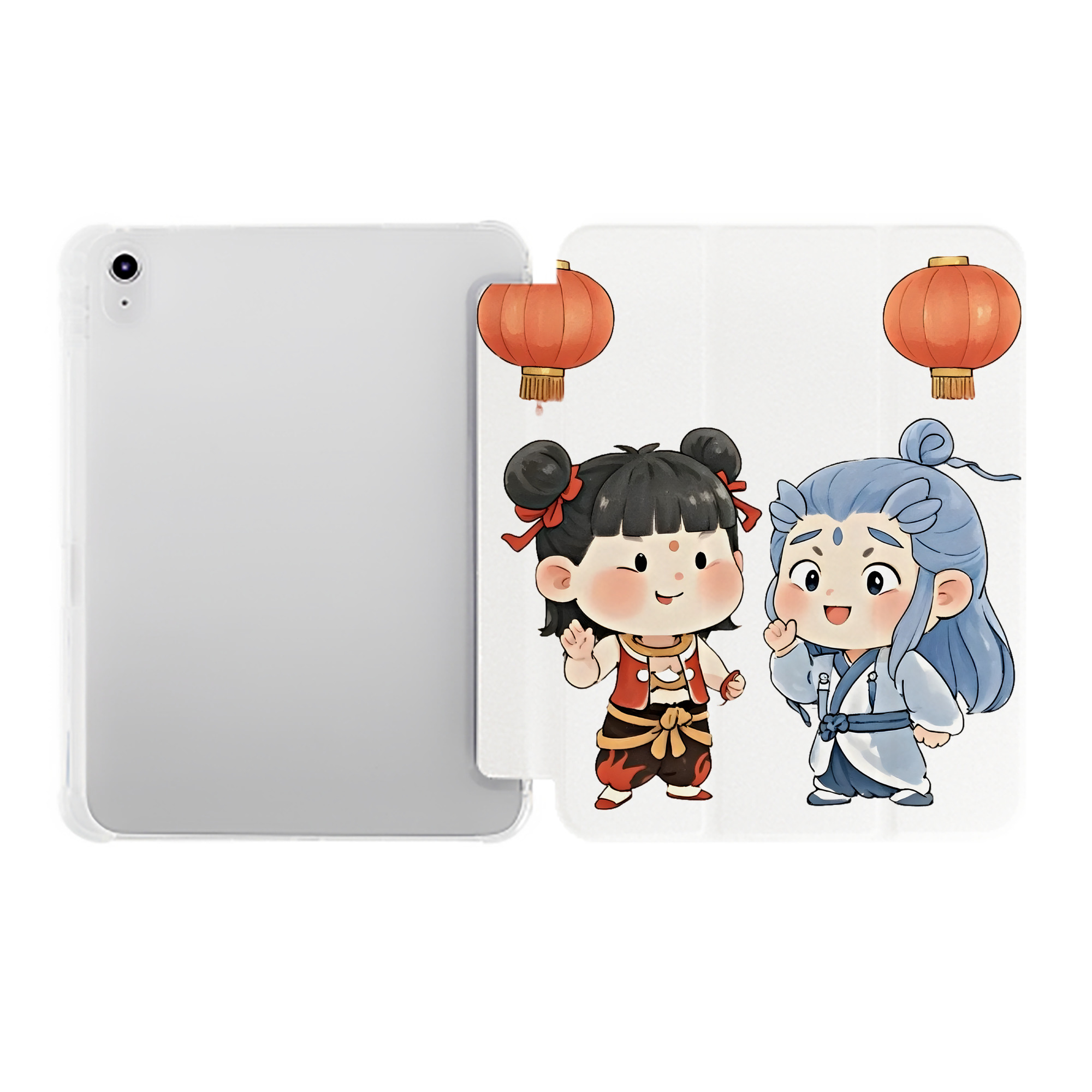 （画像用） Ne Zha 2 ナタ 魔童の大暴れ IPad ケース ペン収納付き 三つ折りスタンド PUレザー×シリコン 対応機種9.5/10.5/10.9インチ